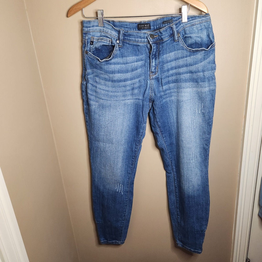 Judy Blue Skinny Fit Medium Wash Distressed Denim Jeans Women Size 1XL